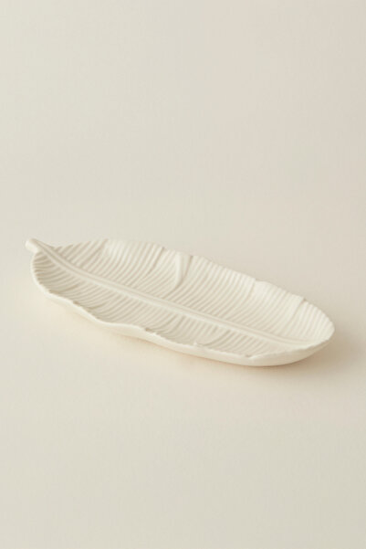 Karaca Home Leaf Dekoratif Tabak Beyaz