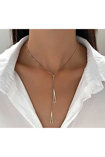 SONES قلادة نسائية من الفولاذ بتصميم ذهبي لا يصدأ مع مصعد |   sns20135