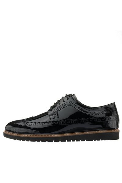 İriadam 45 - 46 - 47 - 48 -49 - 50 Nrm1241 Black Patent Leather Large Size Calf Leather Comfortable Wide Fit Men's Foot