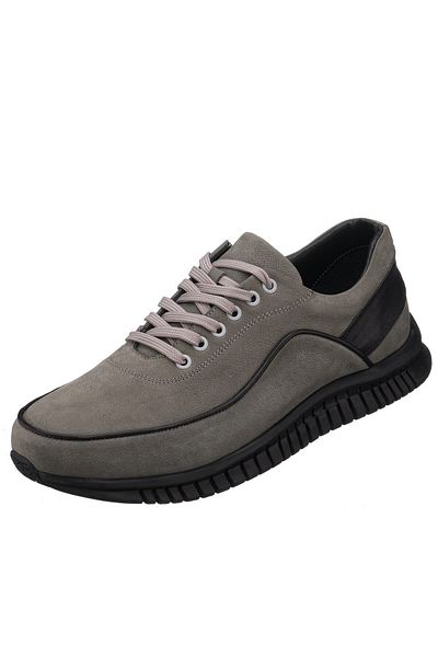 İriadam 45-46-47-48-49-50 Number Gg1318 Gray Black Cowhide Nubuck Rubber Sole Comfortable Wide Mold Large Size 4 m