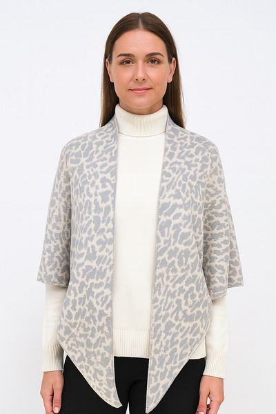 Sebir Moda Leopard Patterned Knitwear Triangle Shawl
