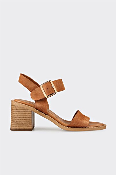 Elle Shoes Taba Deri Kadın Sandalet