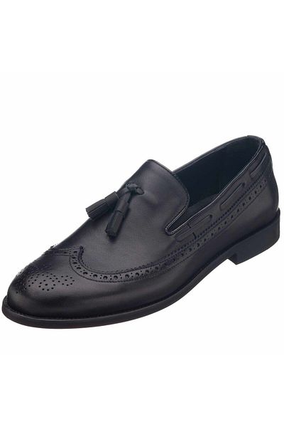İriadam Nv1930 Black Leather Tasseled Analin Neolit Sole Top Quality Leather Large Size Men's Shoes