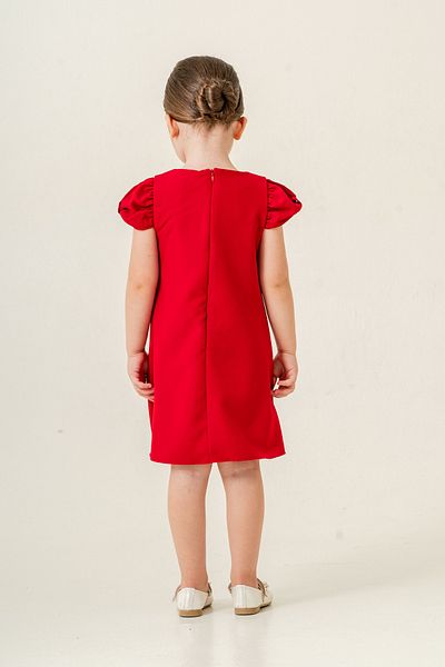 Eray Kids Girls' Dress Rose Detailed Short Sleeve Elegant Girls' Evening Dress 5-8 Years