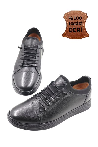 nazenintasarımlar Men's Inner Outer Genuine Leather Ultra Comfortable Lightweight Seasonal Black Casual Shoes