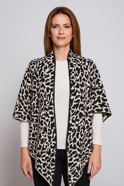 Sebir Moda Leopard Patterned Knitwear Triangle Shawl