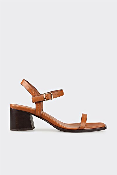 Elle Shoes Taba Deri Kadın Sandalet