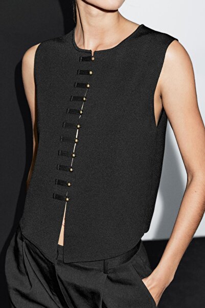 Massimo Dutti Düğme detaylı triko yelek