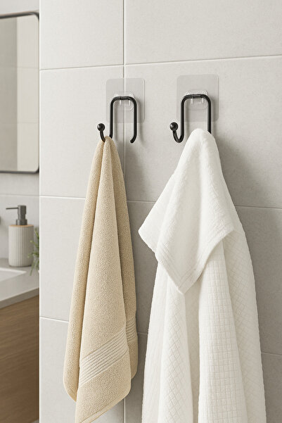 Grassi Yapışkanlı 2 Adet Çift Kancalı Banyo Mutfak Askısı Metal Askılık Duvar Askı Organizer