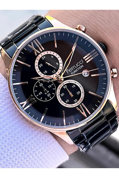 Ferrucci Special Boxed Groom's Watch 3 Atm Water Resistant Steel Cord Color Throw Does Not Blacken