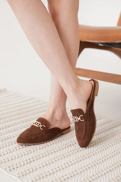 Artgoo Brown Women's Daily Comfortable Perforated Masculine Closed Front Stone Daily Home Beach Slippers
