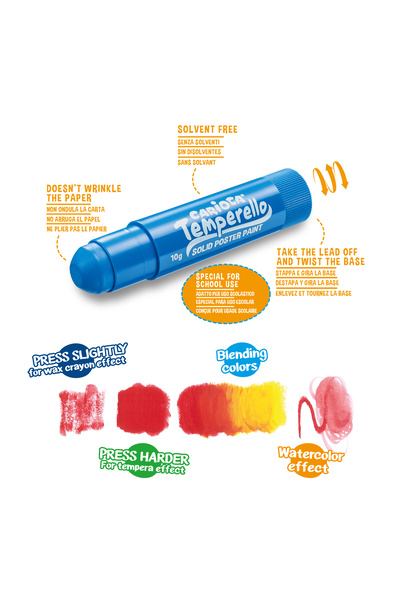 CARIOCA Temperello Stick Poster Boyama Kalemi 12’li Süper Yıkanabilir (ELLERE BULAŞMAZ KOLAY TEMİZLENİR.)