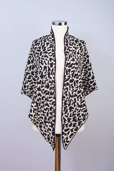 Sebir Moda Leopard Patterned Knitwear Triangle Shawl