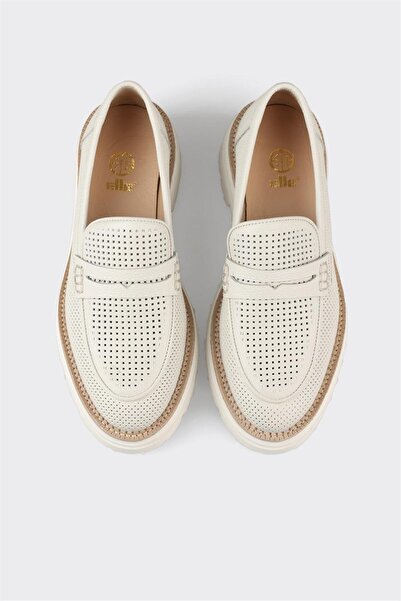 Elle Shoes Ekru Deri Kadın Günlük Ayakkabı