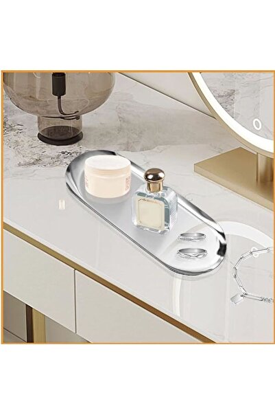 farklı evim 6 Medium (23.5cm X 9.5cm) Kayak Oval Silver Snack Bowl Dessert Jewelry Cosmetic Dish Stainless Steel