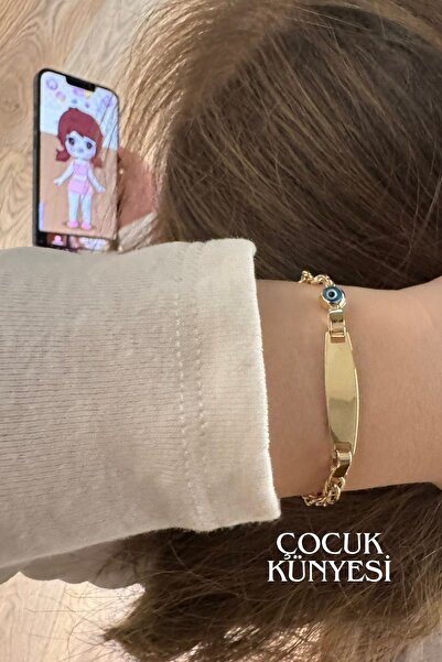 Hepimitu Bebek Çocuk Altın Künye Nazar Boncuklu