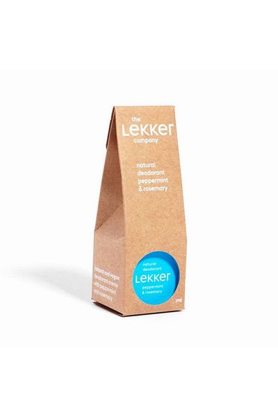 LEKKER Lekker Cream Deodorant Mint and Rosemary, Natural, Vegan, Aluminum-Free, 30g (Zero Plastic)