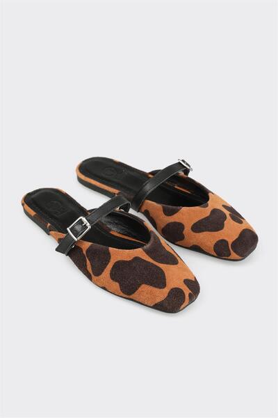 Elle Shoes Taba Deri Kadın Terlik