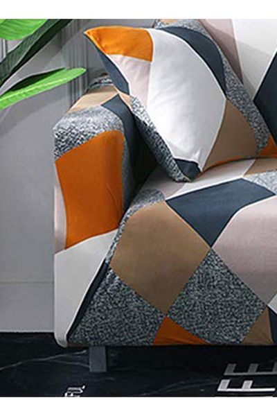 Generic 3-Seater Exquisitely Rhombs Designed Wrinkle-free Anti-slip 360-degree Full Coverage Sofa Slipcover
