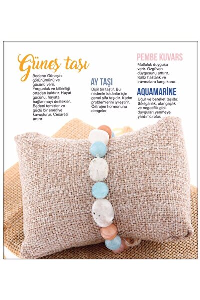OSMANLI DOĞAL TAŞ Sertifikalı Akuamarin, Doğal Taş Bileklik Güneş Taşı Ay Taş...