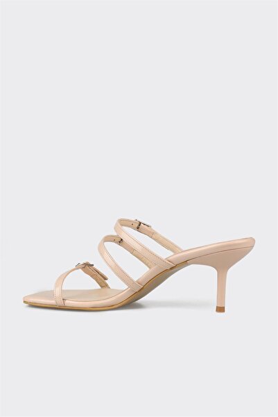Elle Shoes Bej Kadın Topuklu Terlik