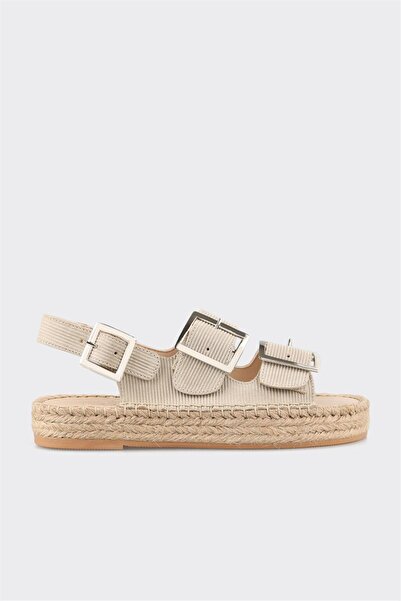 Elle Shoes Bej Deri Kadın Espadril