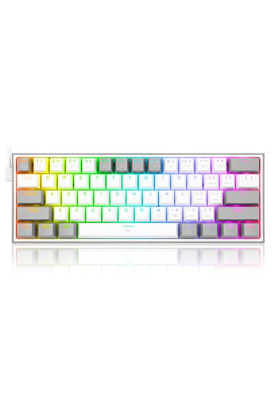 REDRAGON Kb610 Blue Switch Wired White/Gray Compact Gaming Keyboard
