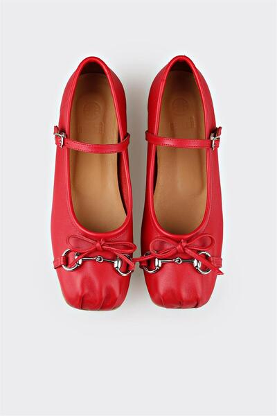 Elle Shoes Kırmızı Deri Kadın Günlük Ayakkabı