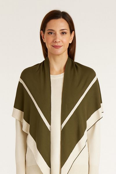 Sebir Moda Striped Two Colors Triangle Knitwear Shawl