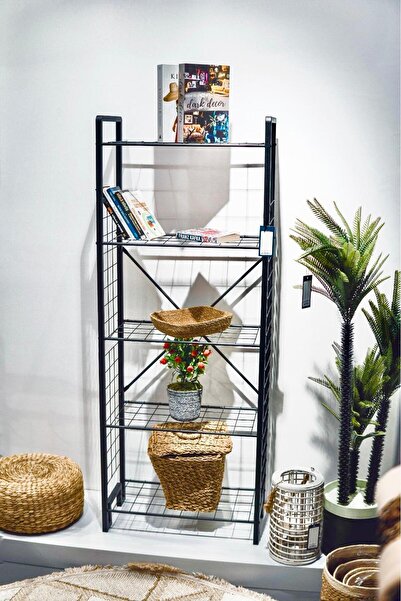 TOPRAK E-TİCARET Mutfak Rafı Malzeme Dolabı 5 Raflı Metal Çok Amaçlı Kitaplık...