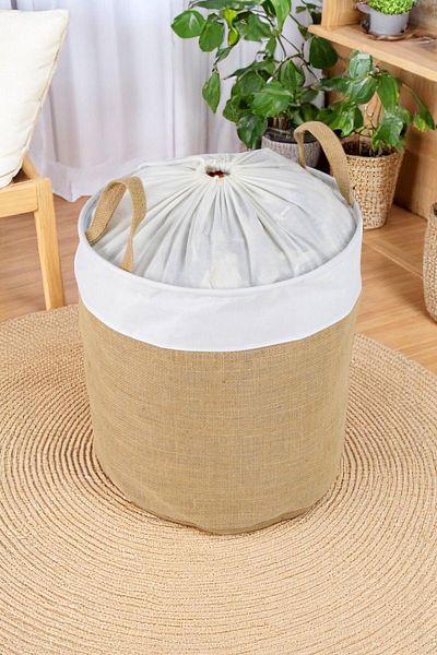 İronika Jute Fabric Closet Organizer Toy Box Items Laundry Storage Basket Organizer Box Set of 3