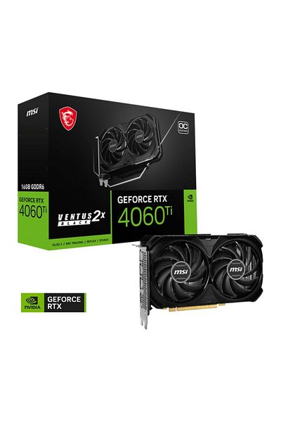 MSI بطاقة رسومات Geforce Rtx 4060 Ti Ventus 2x Black 16g Oc 16gb Gddr6 128bit Dx12 Gaming (GAMER)