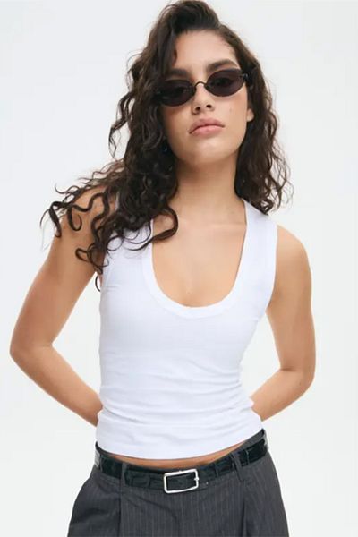 Madmext Tricou alb pentru femei cu decolteu în V Mg2292
