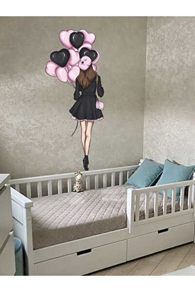 MAARS Sevgililer Günü Mağaza , Genç Kız Odası Pembe, Siyah Kalpli Balonlu Kız...