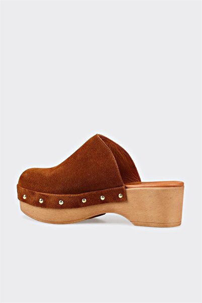 Elle Shoes Taba Deri Kadın Terlik