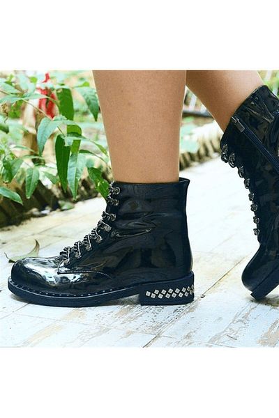 İriadam 19273 Black Stretch Fabric Large Size Boots