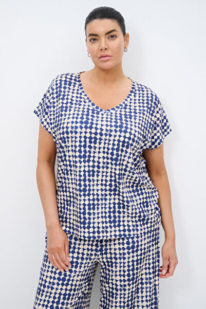 Love My Body Baskılı V Yaka Bluz