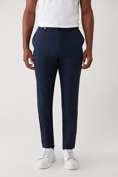 Avva Ανδρικό Navy Blue Relaxed Fit ελαφρύ παντελόνι με εύκαμπτο ύφασμα στην πλάγια τσέπη A41y3206