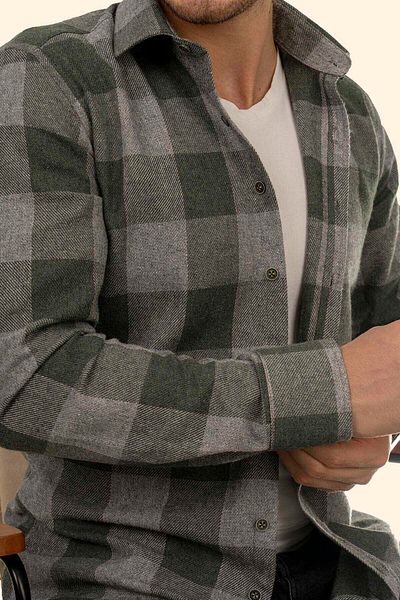 Etikmen Πράσινο λιλά Transition Slimfit Ξυλοκόπος Δώρο πουκάμισο