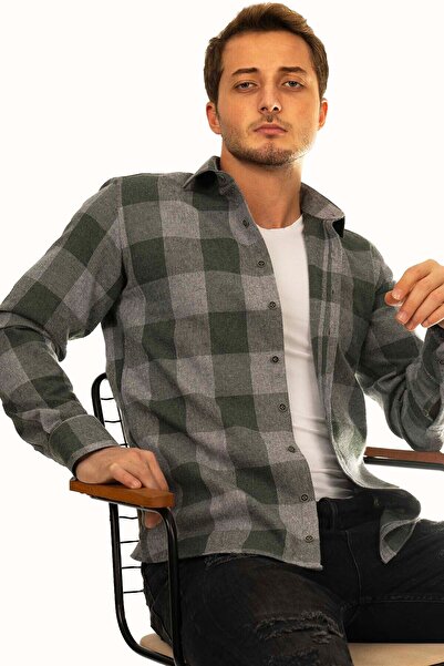 Etikmen Πράσινο λιλά Transition Slimfit Ξυλοκόπος Δώρο πουκάμισο