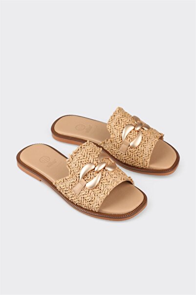 Elle Shoes Naturel Kadın Düz Terlik