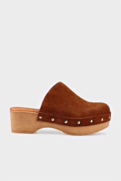 Elle Shoes Taba Deri Kadın Terlik