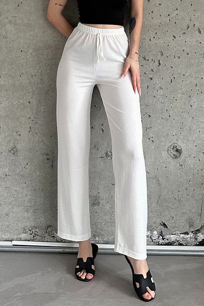 la & vetta Black Wrinkle High Waist Elastic Trousers