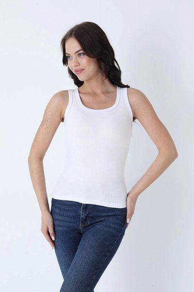 Erdenay Tekstil Ribbed Thick Strap Cotton Basic Women's Undershirt