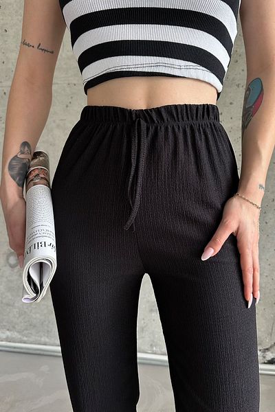 la & vetta Pantaloni negri elastici cu talie înaltă