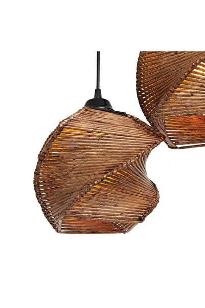 Hmydesign HMY Design Popart 3'lü Ahşap Avize - Kahverengi