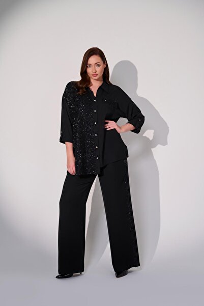 DE WHITES BÜYÜK BEDEN ÖN PANELİ VE CEP KAPAĞI İŞLEME DETAYLI GÖMLEK