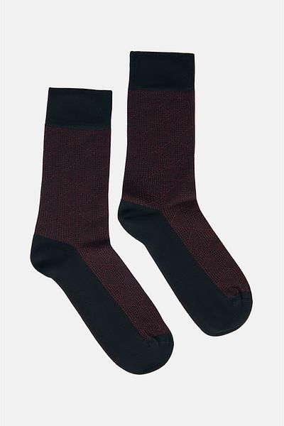 Avva Men's Burgundy Patterned Bamboo Socks A32y8525