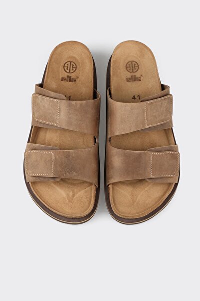 Elle Shoes Vizon Deri Erkek Terlik