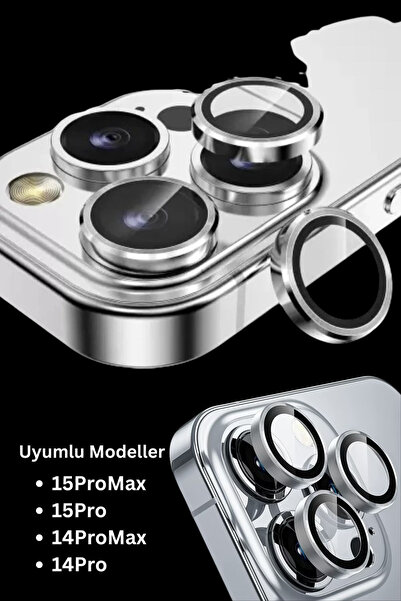 PSGT 15 Pro & 15 Pro Max Uyumlu Kamera Koruma Renkli Lens Koruyucu Temperli C...